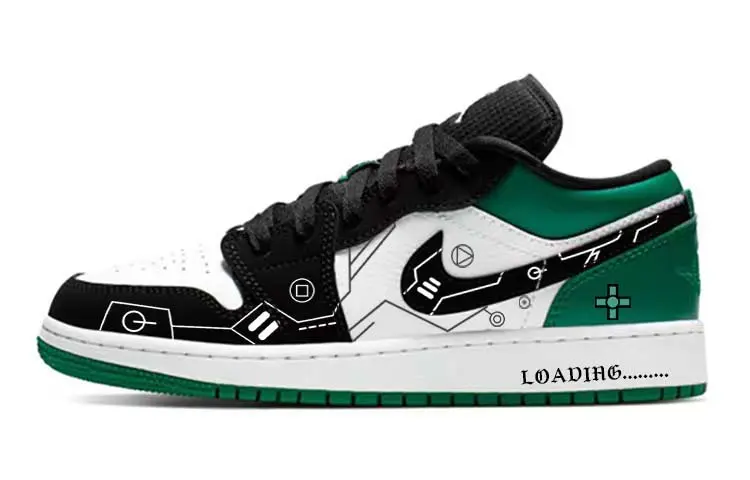 Jordan Air Jordan 1 Low-Top Vintage Basketball Shoes GS Black And Green Toes