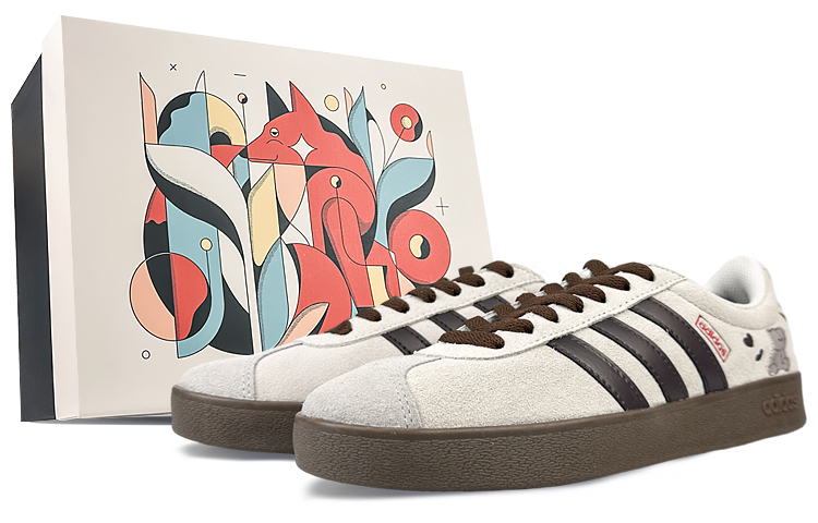 Adidas Neo Vl Court Slip-Resistant Cushioning Wear-Resistant Low-Top Skateboard Shoes Unisex Gray Coffee