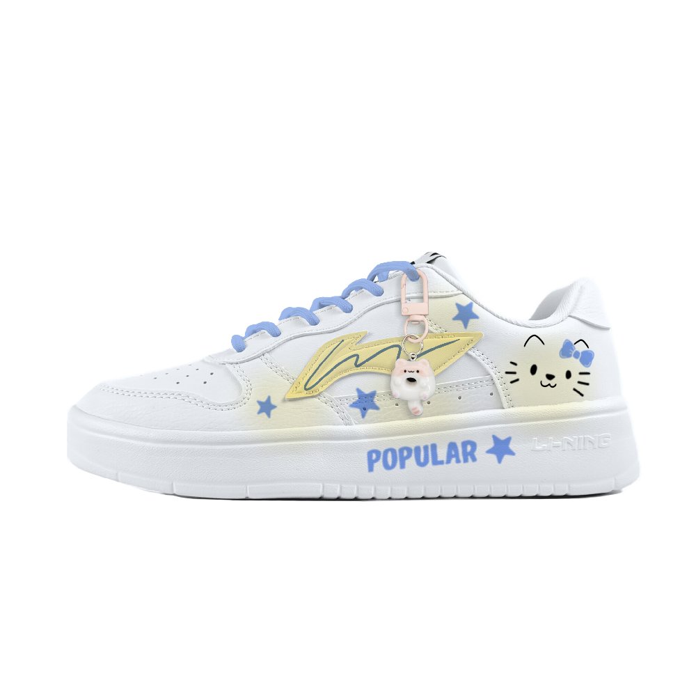LiNing Pontoon Boats Slip Resistant, Abrasion Resistant, Breathable Low top Skateboard Shoes Unisex White