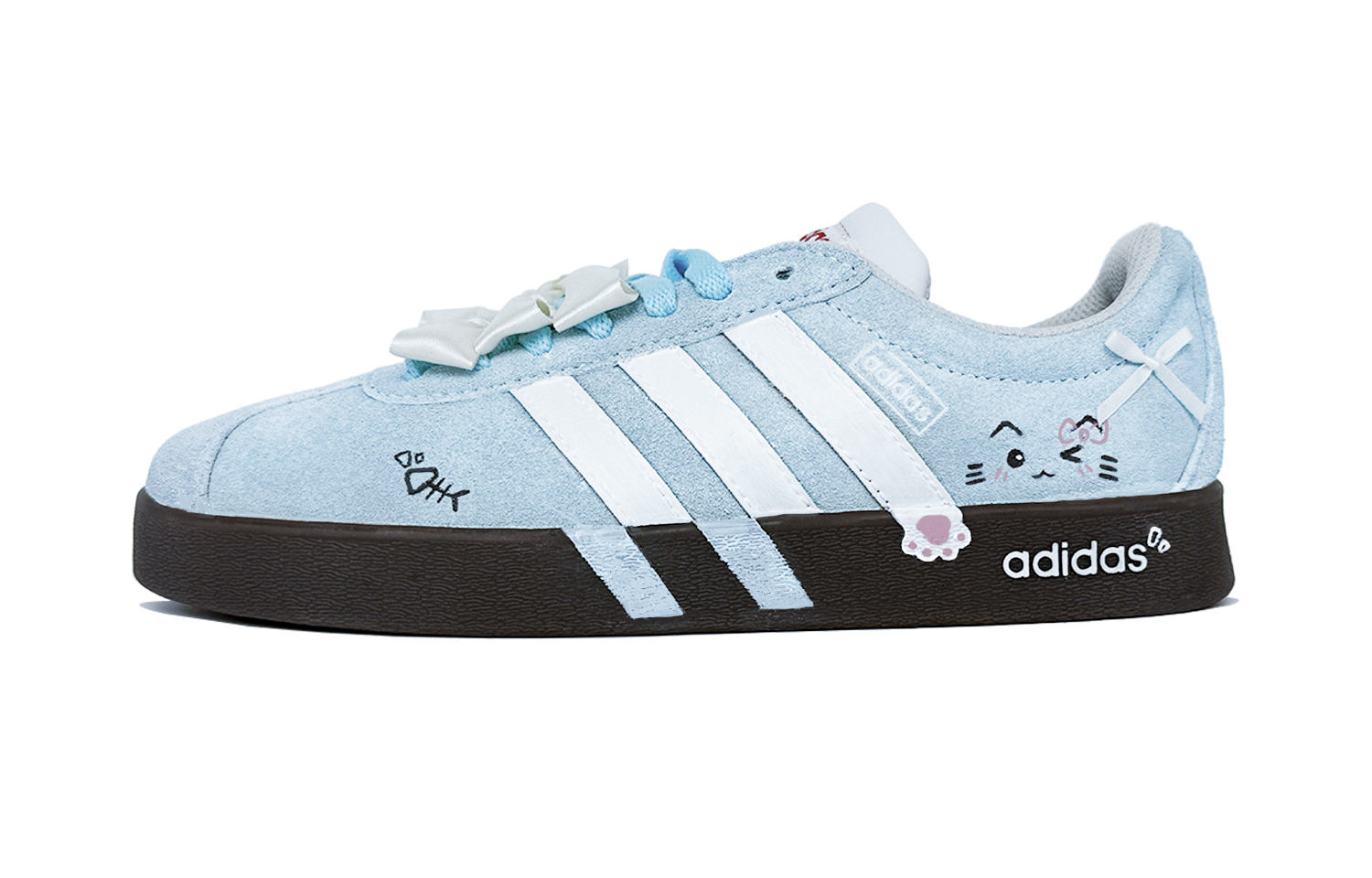 Adidas VL COURT 2.0 Meowth Fun Slip Resistant Low top Skateboard Shoes Women's