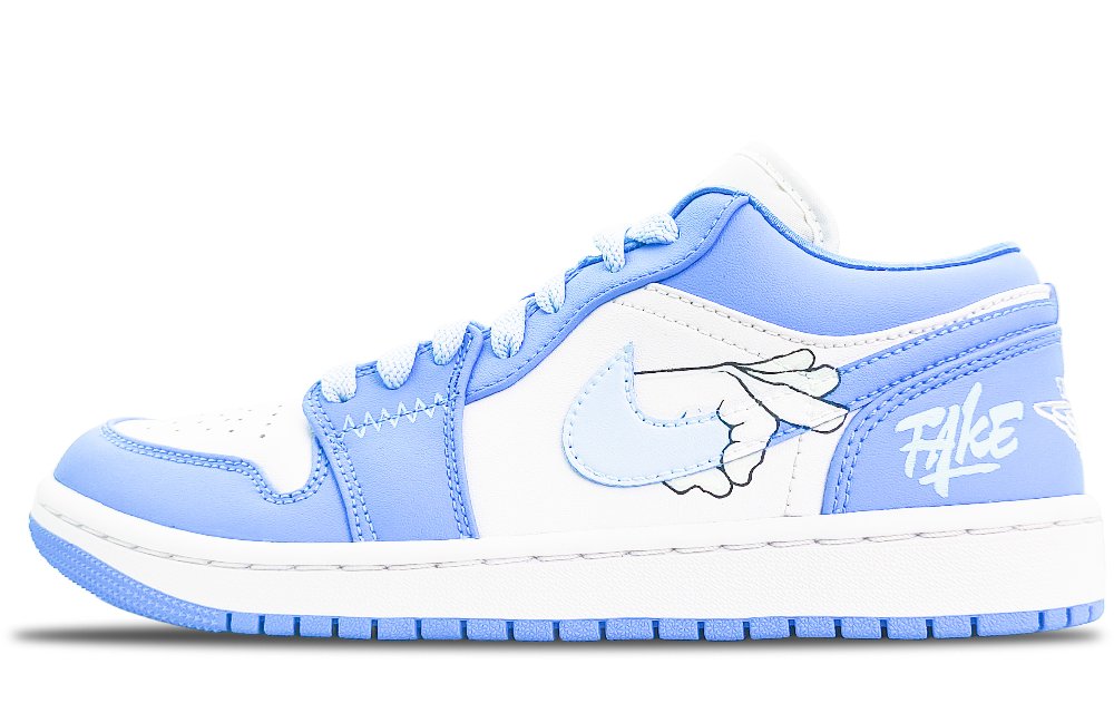 Jordan Air Jordan 1 Anti-Slip Wear-Resistant Low-Top Vintage Basketball Shoes Women's Blue White