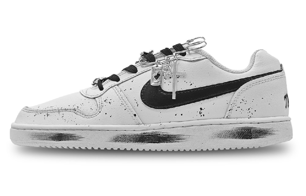 Nike EBERNON Abrasion Resistant Low Top Skateboard Shoes Unisex Black White