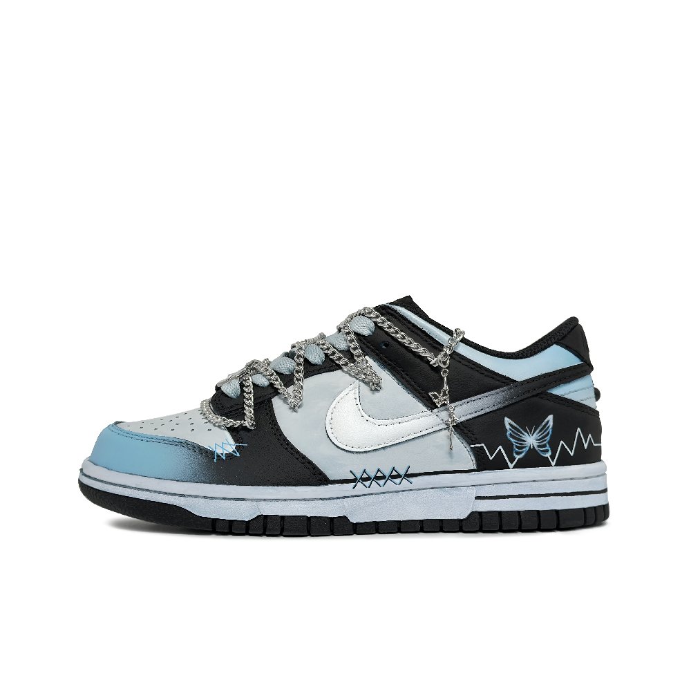 Nike Dunk Low Top Skateboard Shoes GS Blue White Black