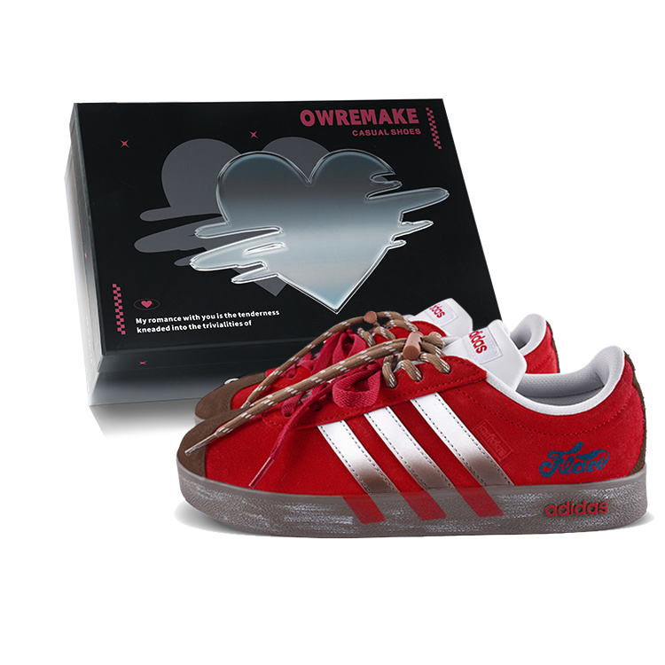 Adidas VL COURT 2.0 Abrasion Resistant Low top Skateboard Shoes Red