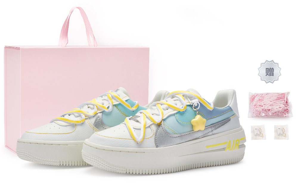 Nike Air Force 1 Skateboard Shoes Women's Low-Top Blue/Yellow