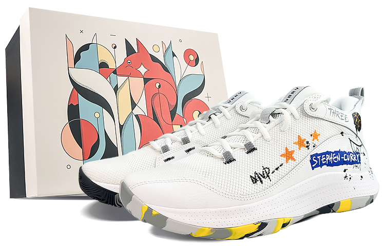 Under Armour Curry 1 Court Elf Abrasion Resistant Slip Resistant Mid Top Basketball Shoes Men's Blue White