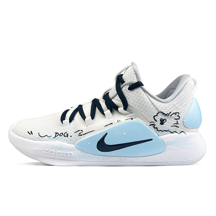 Nike Hyperdunk X Low 10 Cushioned Slip-Resistant Low-Top Performance Basketball Shoes Men's White Blue