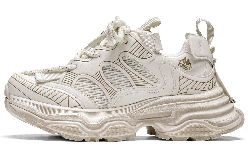 Kappa Urban Sports Anti Slip Wear Resistant Low Top Chunky Sneakers Women's Classic White