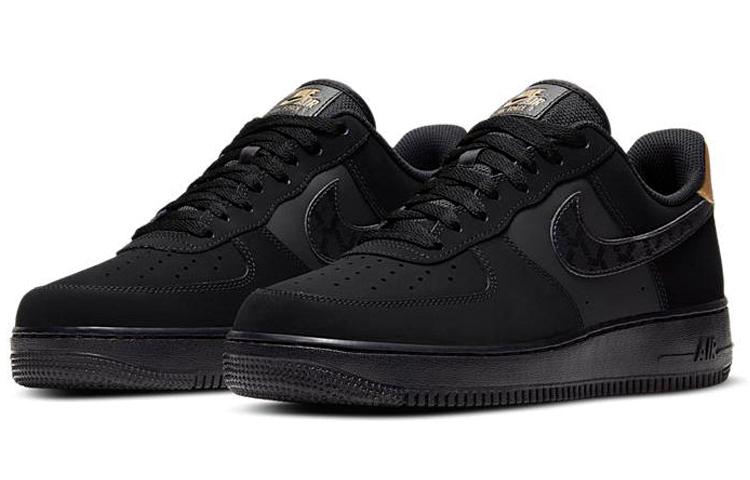 Nike Air Force 1 Low Nubuck Black Metallic Gold 2021