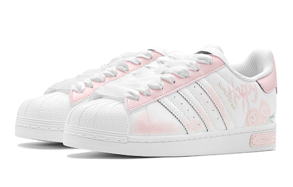 Adidas Originals SUPERSTAR Anti-Slip Wear-Resistant Low-Top Skateboard Shoes Unisex Pink White