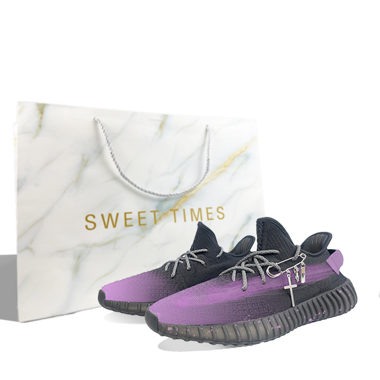 Adidas Originals Yeezy Boost 350 V2 Low-Top Casual Shoes Unisex Black Purple
