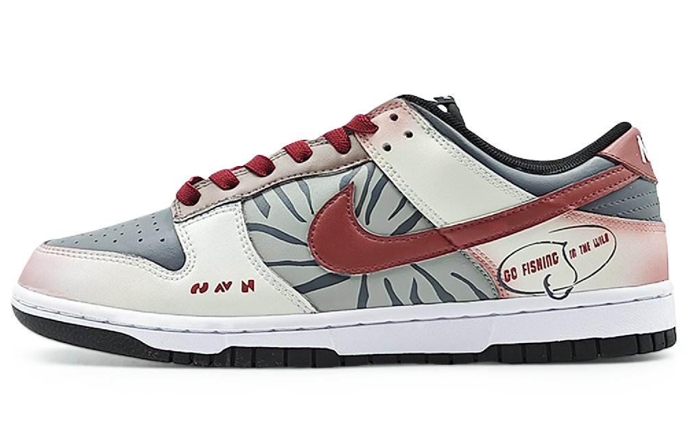 Nike Dunk Retro 'Black' Abrasion Resistant Low Top Skateboard Shoes Women's Gray Red