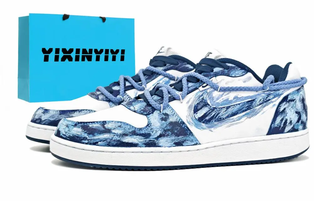 Nike EBERNON Abrasion Resistant Low top Skateboard Shoes Men's Blue