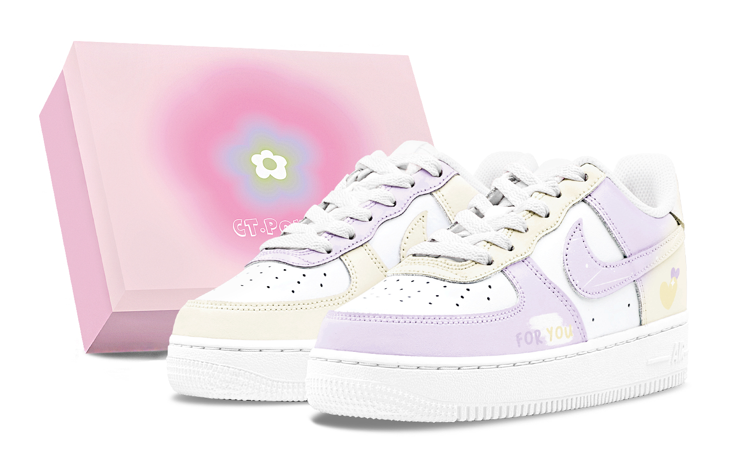 Nike Air Force 1 Air Force 1 Abrasion Resistant Breathable Low top Skateboard Shoes Women's Yellow Purple
