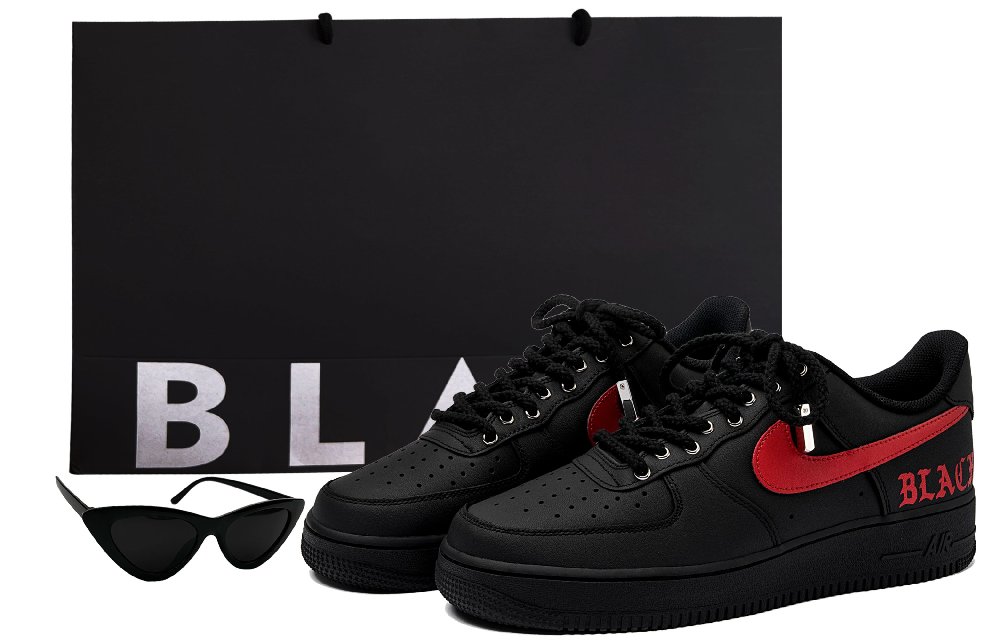 Nike Air Force 1 Low-Top Skateboard Shoes Unisex Black Red