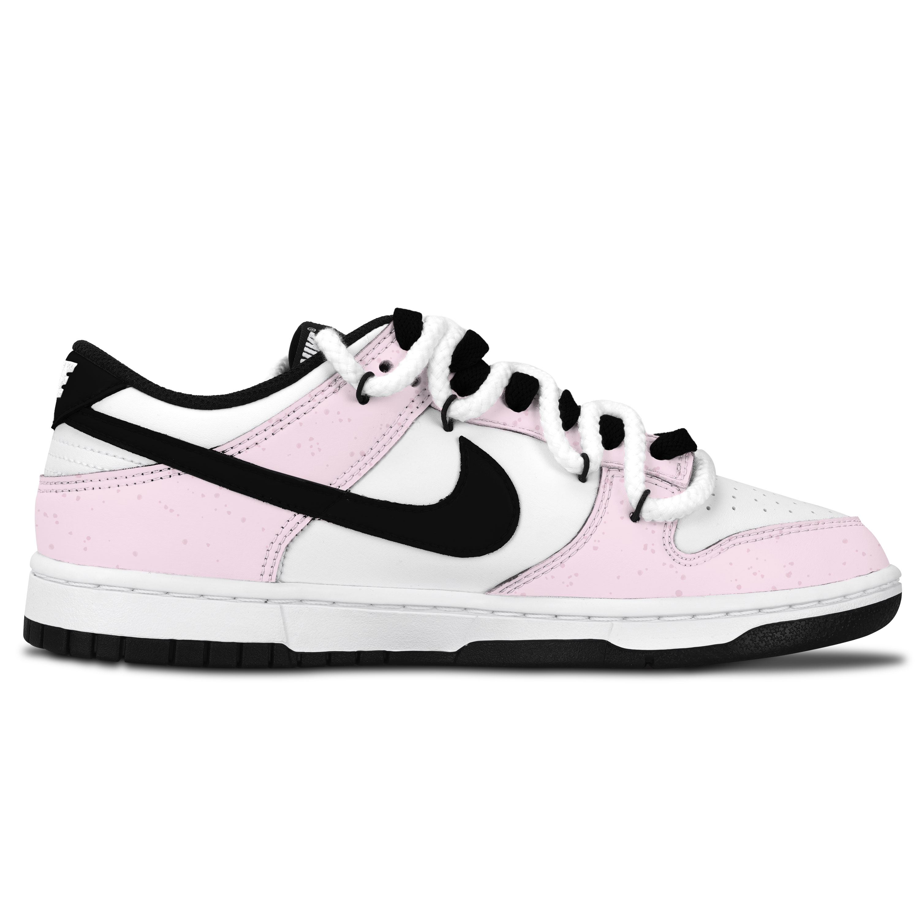 Nike Dunk Black White, Pink Plaid, Magic Elf Abrasion Resistant Low top Skateboard Shoes Unisex Black Pink
