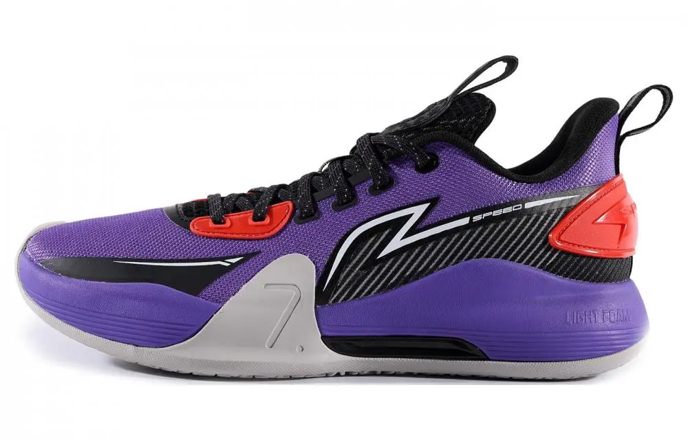 LiNing Speed 7 Slip-Resistant Cushioning Abrasion-Resistant Low-Top Basketball Shoes Men's Purple Black
