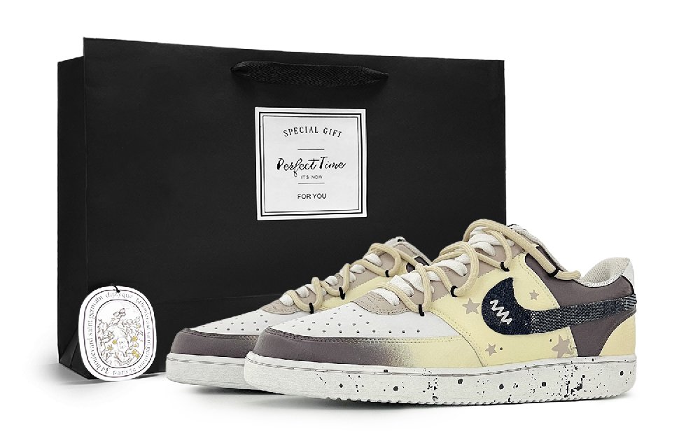Nike Court Vision 1 Starlight And Autumn Moon Abrasion Resistant Low Top Skateboard Shoes Unisex Pudding Yellow