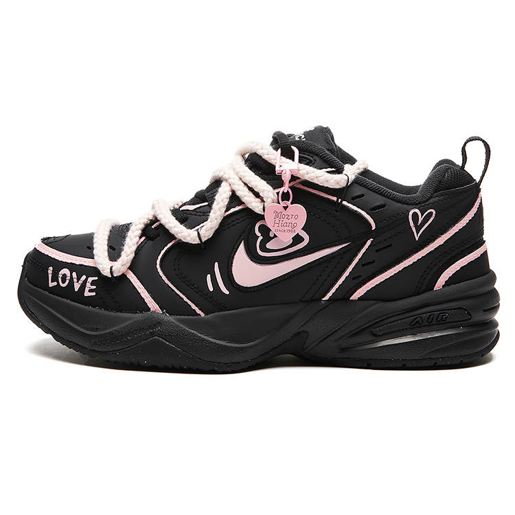Nike Air Monarch 4 Height Increasing Low Top Y2K Vintage Chunky Sneakers Unisex Black Pink