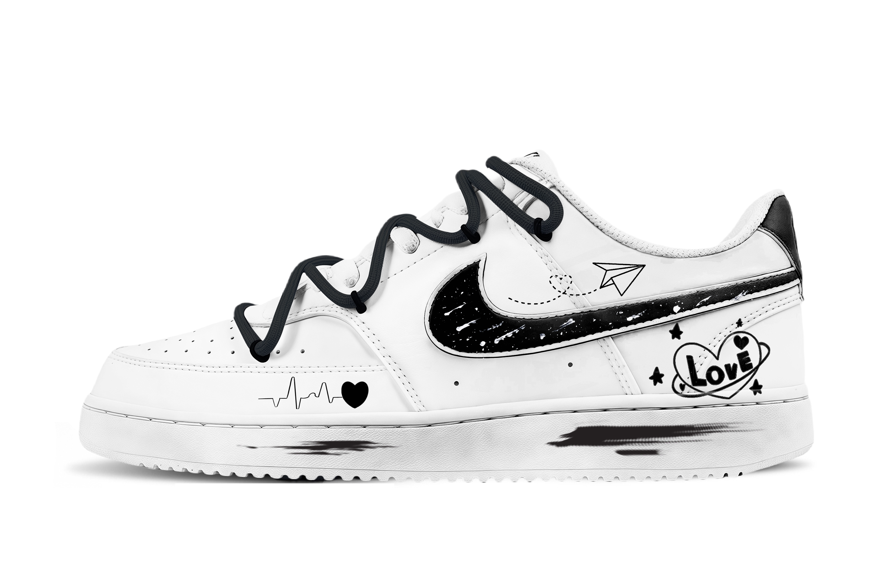 Nike Court Vision 1 Love Letter Abrasion Resistant Low top Skateboard Shoes Unisex White