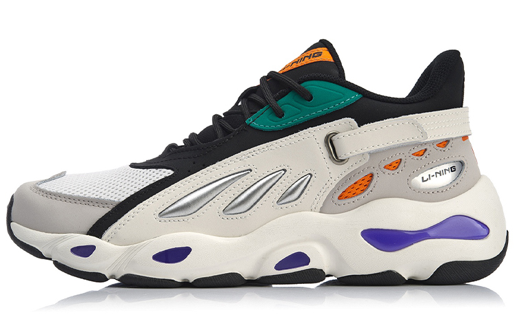 LiNing Butterfly Cushioning Anti-Slip And Wear-Resistant Low-Top Chunky Sneakers Gray Black