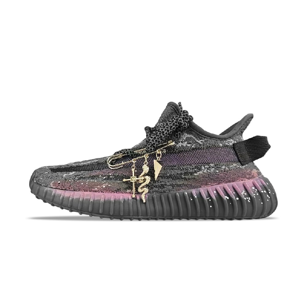 Adidas Originals Yeezy Boost 350 V2 BNK Marsh Purple Abrasion Resistant Low Top Casual Shoes Unisex Black Gray Purple