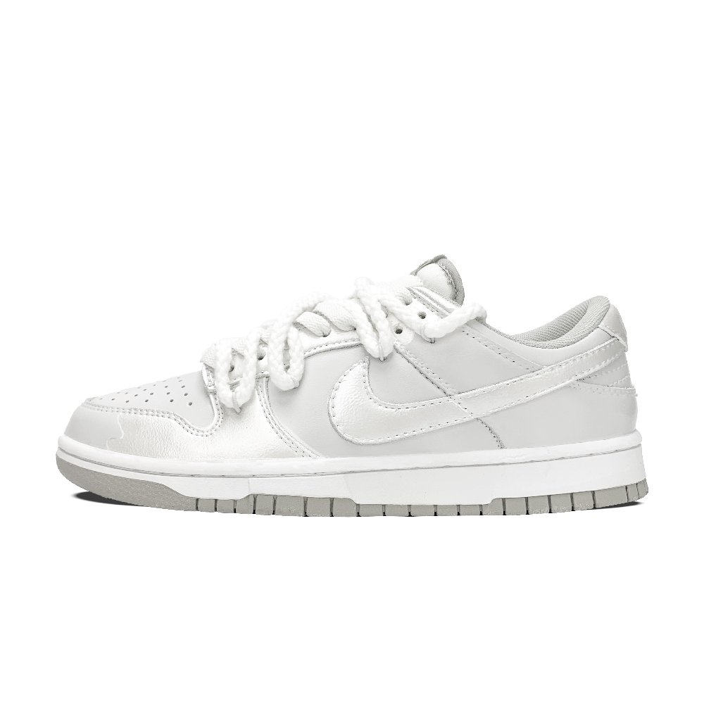 Nike Dunk Low Top Skateboard Shoes Unisex Silver White