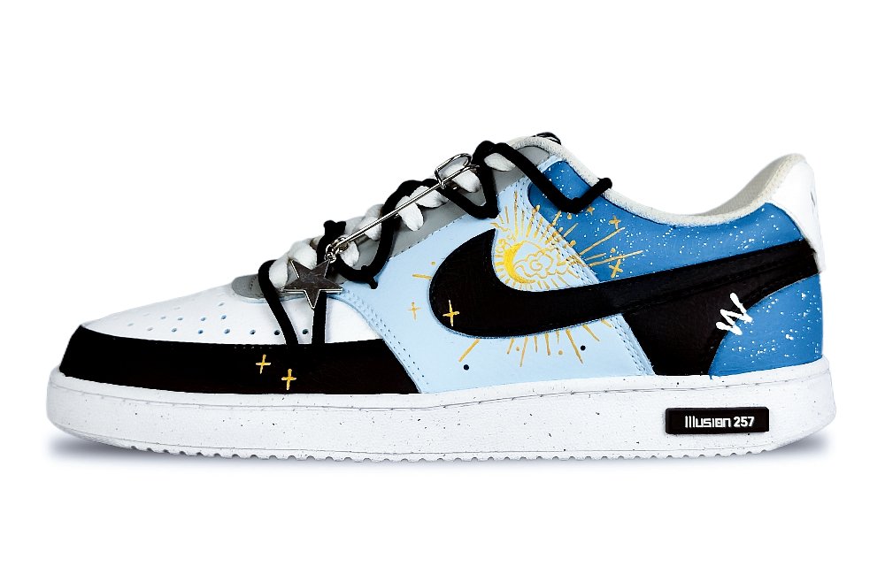 Nike Court Vision 1 Low Fantasy 257 Starry Sky Anti-Slip Wear-Resistant Low-Top Skateboard Shoes Men's Blue Black