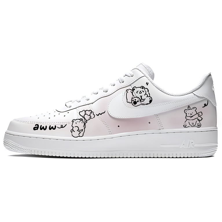 Nike Air Force 1 Line Bear H Abrasion Resistant Low Top Skateboard Shoes Unisex Red