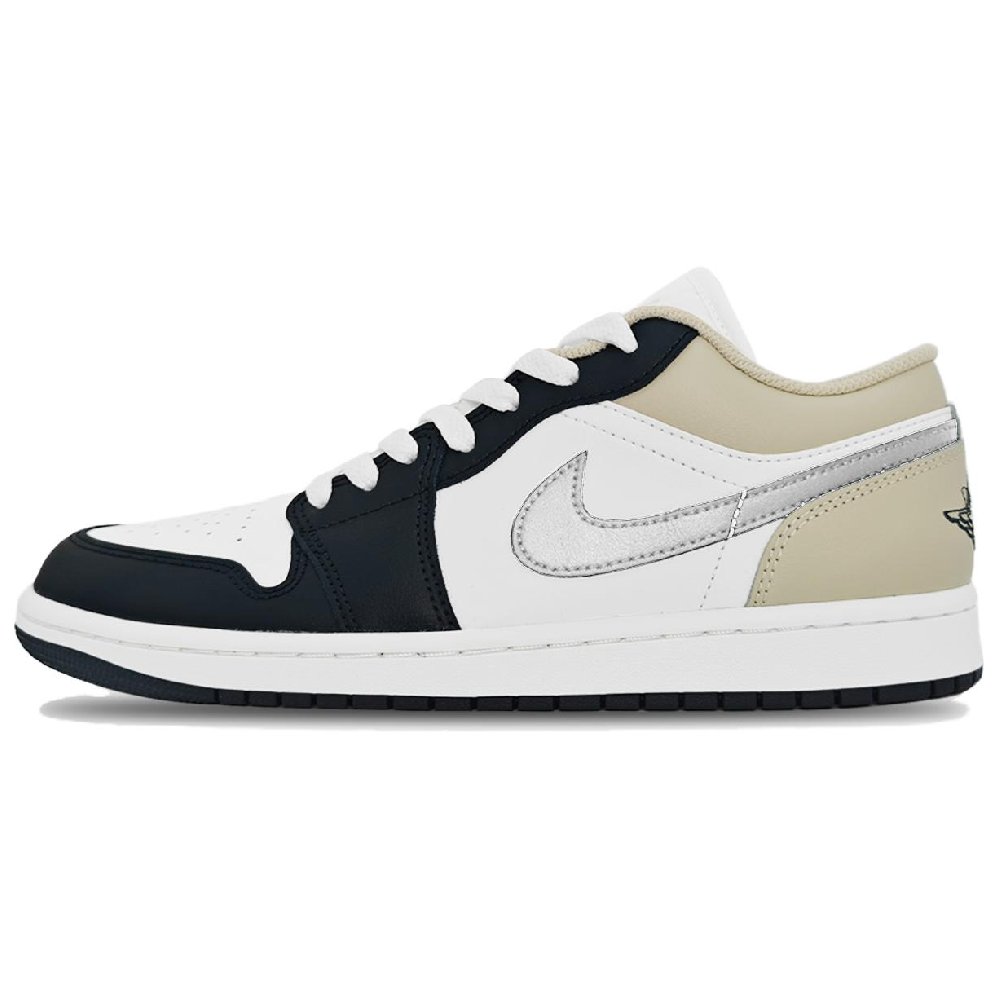 Jordan Air Jordan 1 Made By Samoyed Abrasion Resistant Low Top Vintage Basketball Shoes Unisex Silver