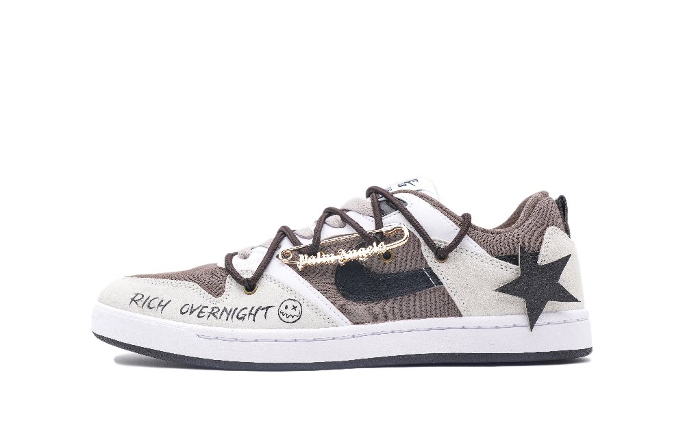 Nike SB Alleyoop Golden Brown Star Anti-Slip Wear-Resistant Low-Top Skateboard Shoes Men's White Umber