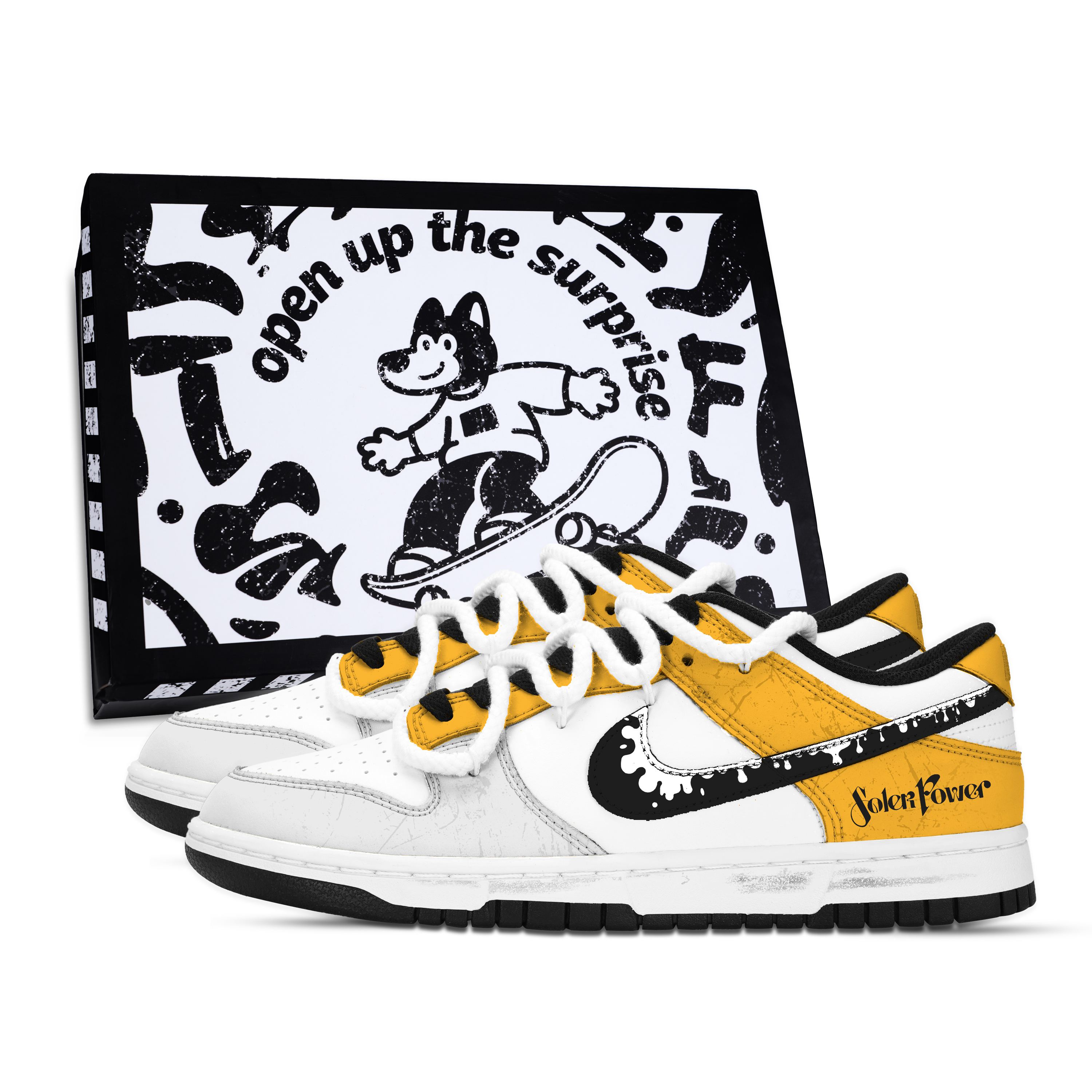 Nike Dunk Photon Energy Slip Resistant Abrasion Resistant Low top Skateboard Shoes Unisex Yellow White Black