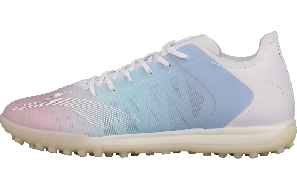 LiNing TF Turf Artificial Turf Shock Absorbers Slip Resistant Abrasion Resistant Soccer Shoes Men's White Purple Blue