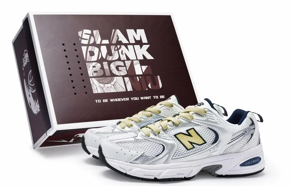 New Balance NB 530 Shock Absorbers Slip Resistant Breathable Low Top Running Shoes Unisex White Silver Beige Yellow