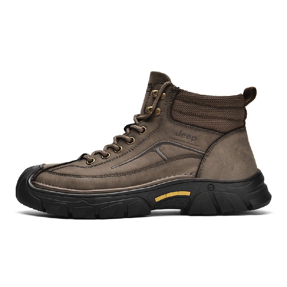 Jeep Anti-Slip Wear-Resistant Mid-Top Outdoor Shoes Men's Khaki