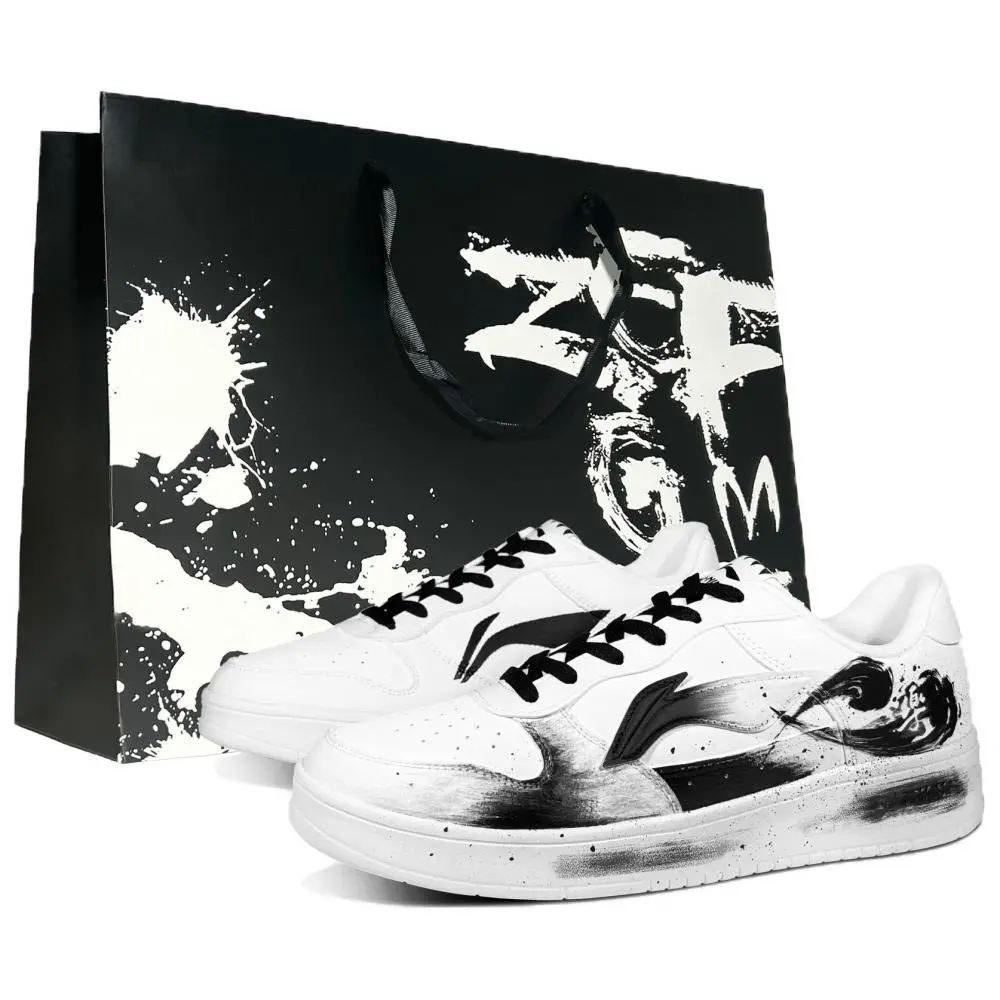LiNing Pontoon Boats Anti Slip And Wear Resistant Height Increasing Low top Skateboard Shoes Men's Black White