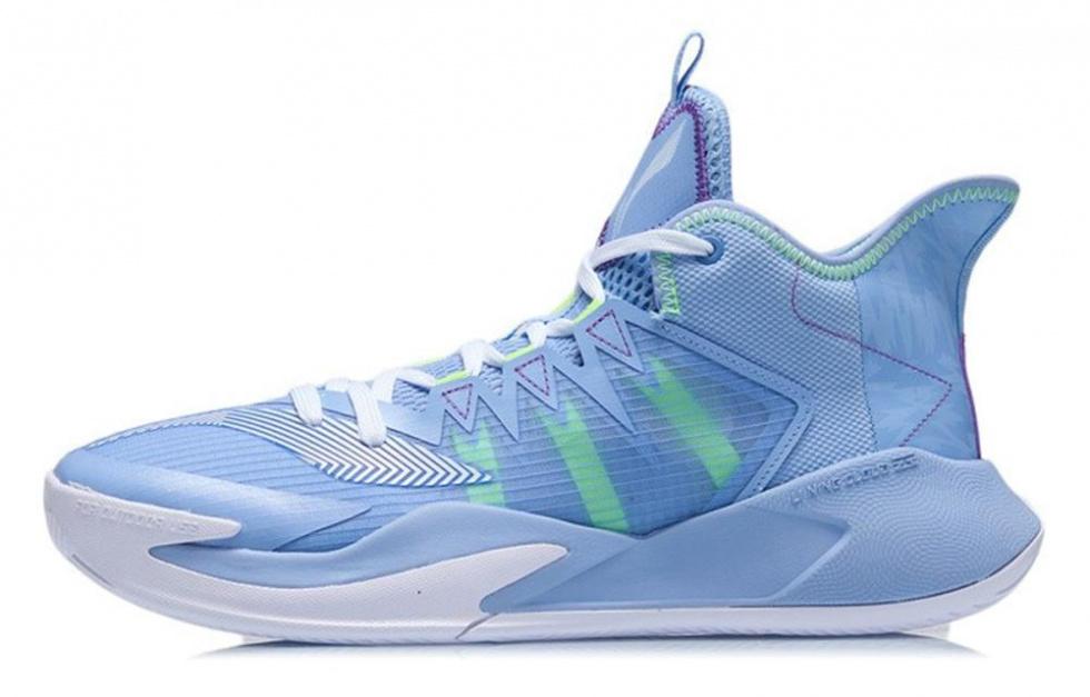LiNing Storm Cushioning Anti-Slip And Wear-Resistant Breathable Coverage Support Mid-Top Basketball Shoes Men's Blue