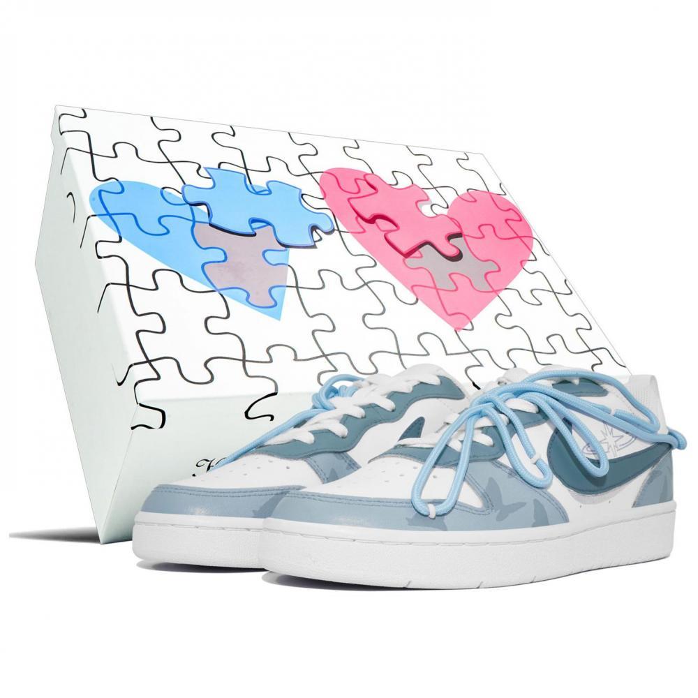 Nike Court Borough 2 LTDZ Butterfly Dream Box Low-Top Skateboard Shoes GS Blue White