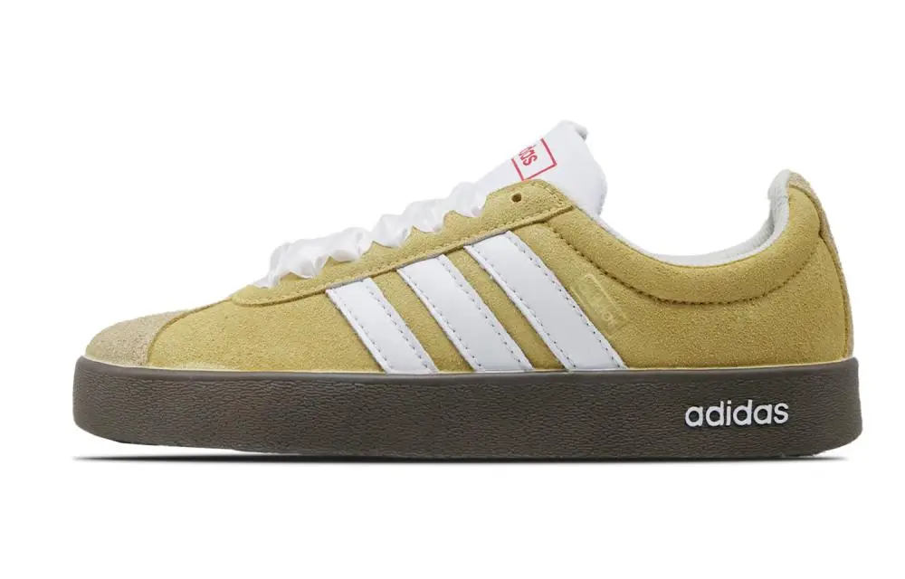Adidas VL COURT 2.0 Butter Cake Cushioning, Wear Resistant Low Top Skateboard Shoes Unisex Yellow White