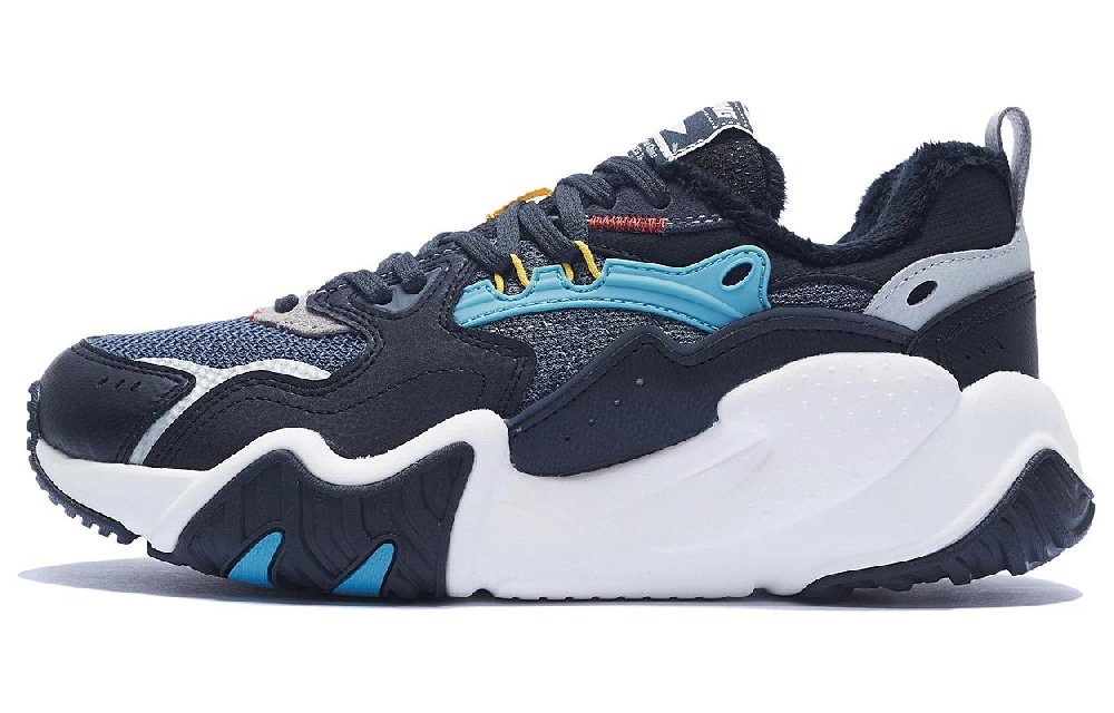LiNing Cat Paw Lite Winter Anti-Slip Wear-Resistant Water-Resistant Warm Low-Top Sports Casual Shoes Black Gray Blue