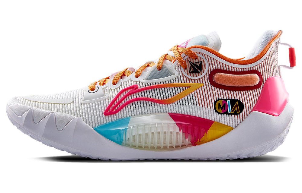 LINING JB1 Basketball Shoes Men Low Top Standard White/Fluorescent Fruit Pink