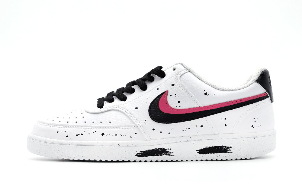 Nike Court Vision 1 Black Pink Non slip Lightweight Low Top Skateboard Shoes Men's White Black