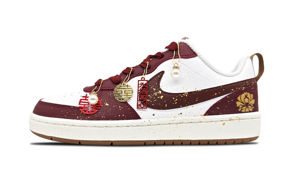 Nike Court Borough Low Top Skateboard Shoes Unisex Burgundy