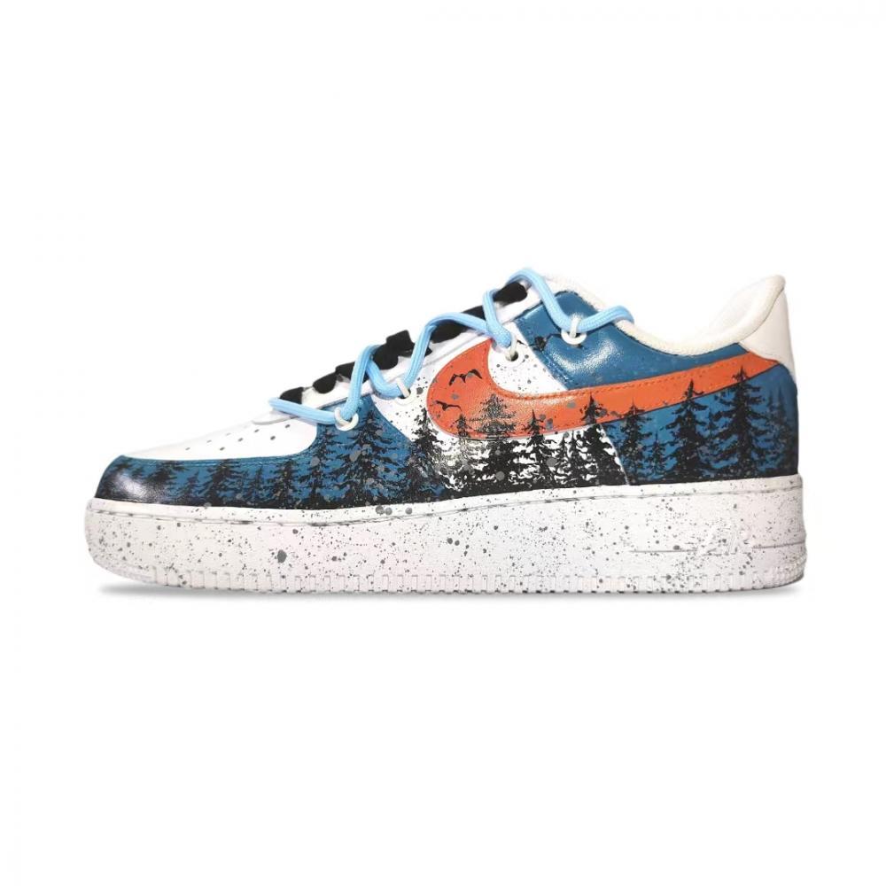Nike Air Force 1 Forest Adventures Slip-Resistant Coverage Low-Top Skateboard Shoes Men's Sapphire Blue