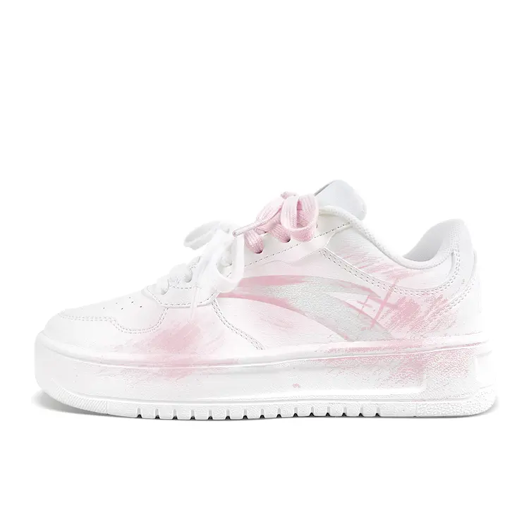 Anta Relaxed Slip Resistant Shock Absorbers Low top Skateboard Shoes Unisex Pink