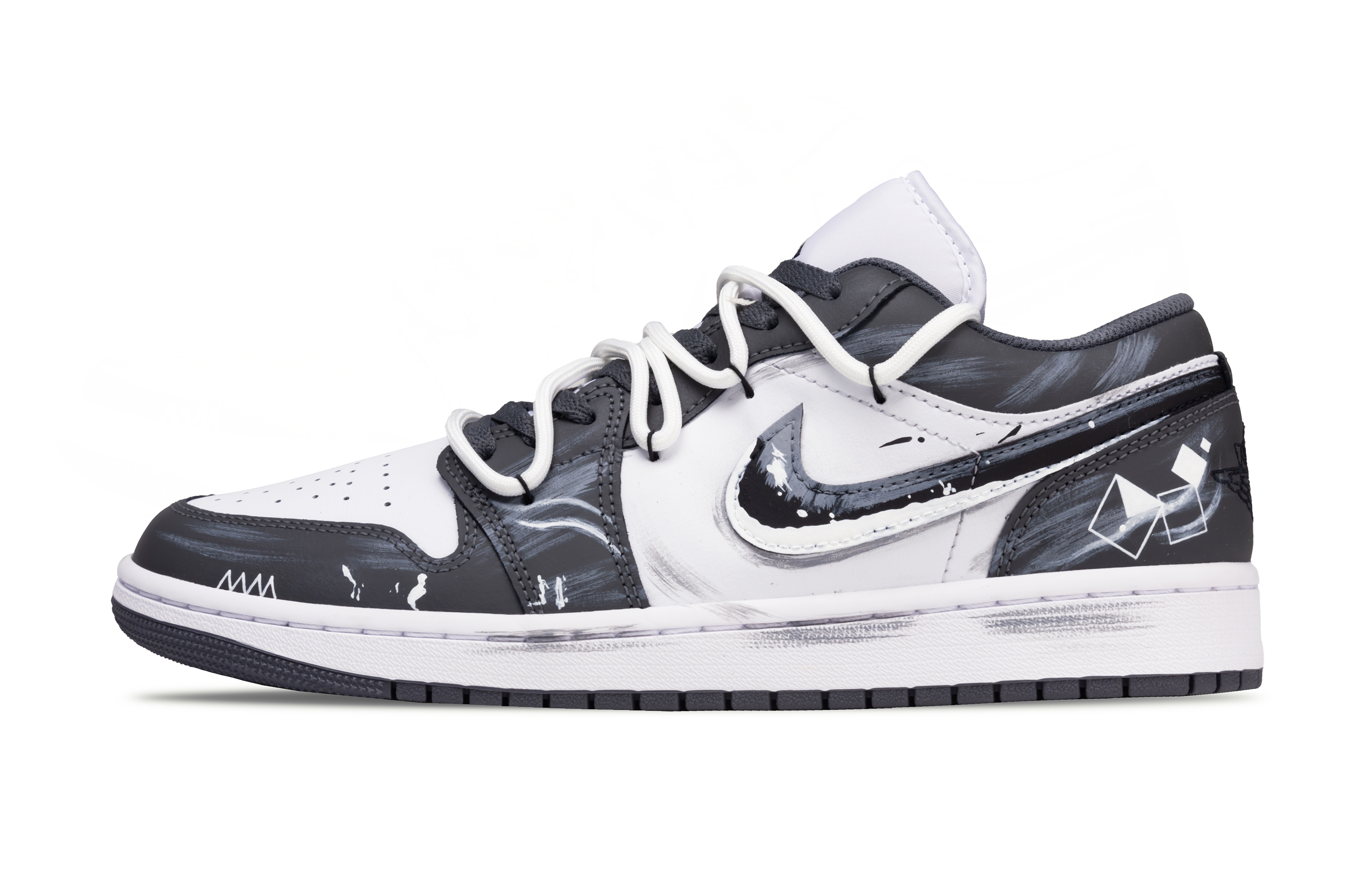 Jordan Air Jordan 1 Secret Messenger Abrasion Resistant Low top Vintage Basketball Shoes Unisex Gray White