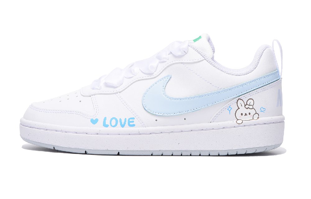 Nike Court Borough Low Chestnut Slip-Resistant Coverage Low-Top Skateboard Shoes GS White Blue
