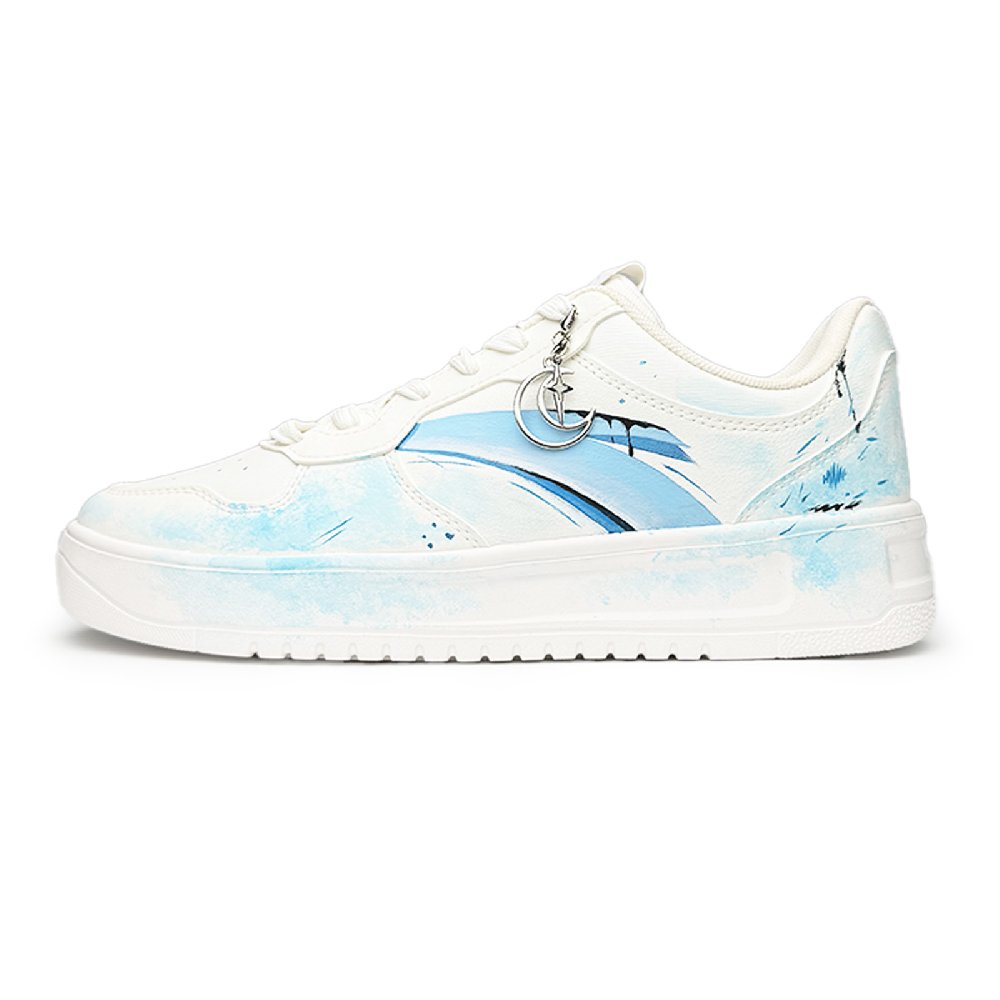 Anta Relaxed Lightweight Height Increasing Slip Resistant Low Top Skateboard Shoes Unisex Light Blue