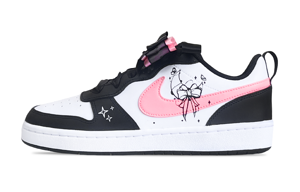 Nike Court Borough Princess On The Run, Girlish Waterproof And Quick Dry Low Top Skateboard Shoes GS Black Pink