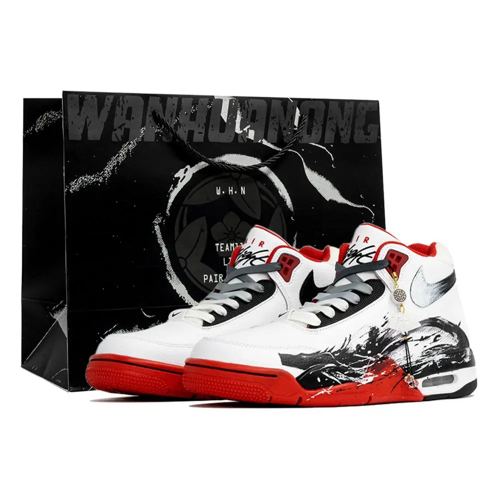 Nike Flight Legacy Vintage Basketball Shoes Unisex Mid top Black/Red